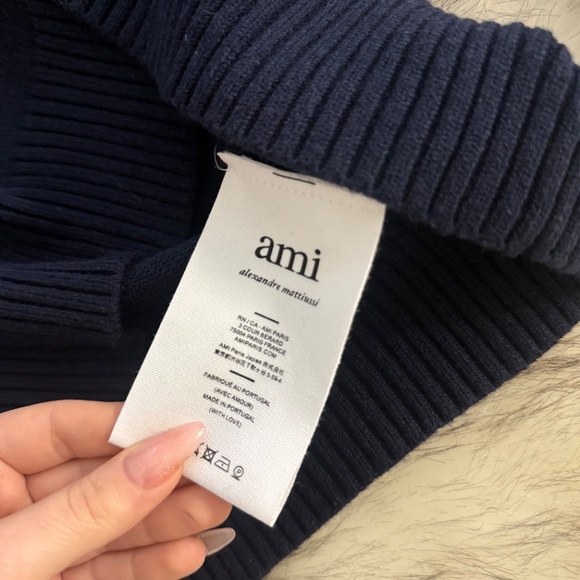 Ami Paris Blue Navy Oversize Ami De Coeur Small - Picture 4 of 5